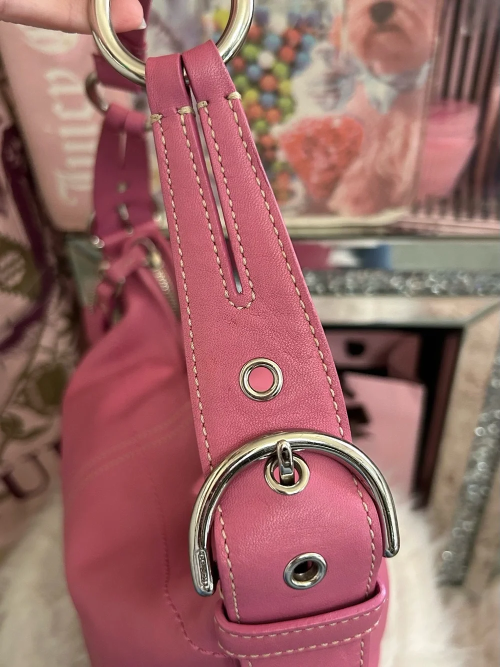 Y2K Vintage Coach SoHo Bubblegum Pink Leather Hobo Shoulder Bag Style 3651